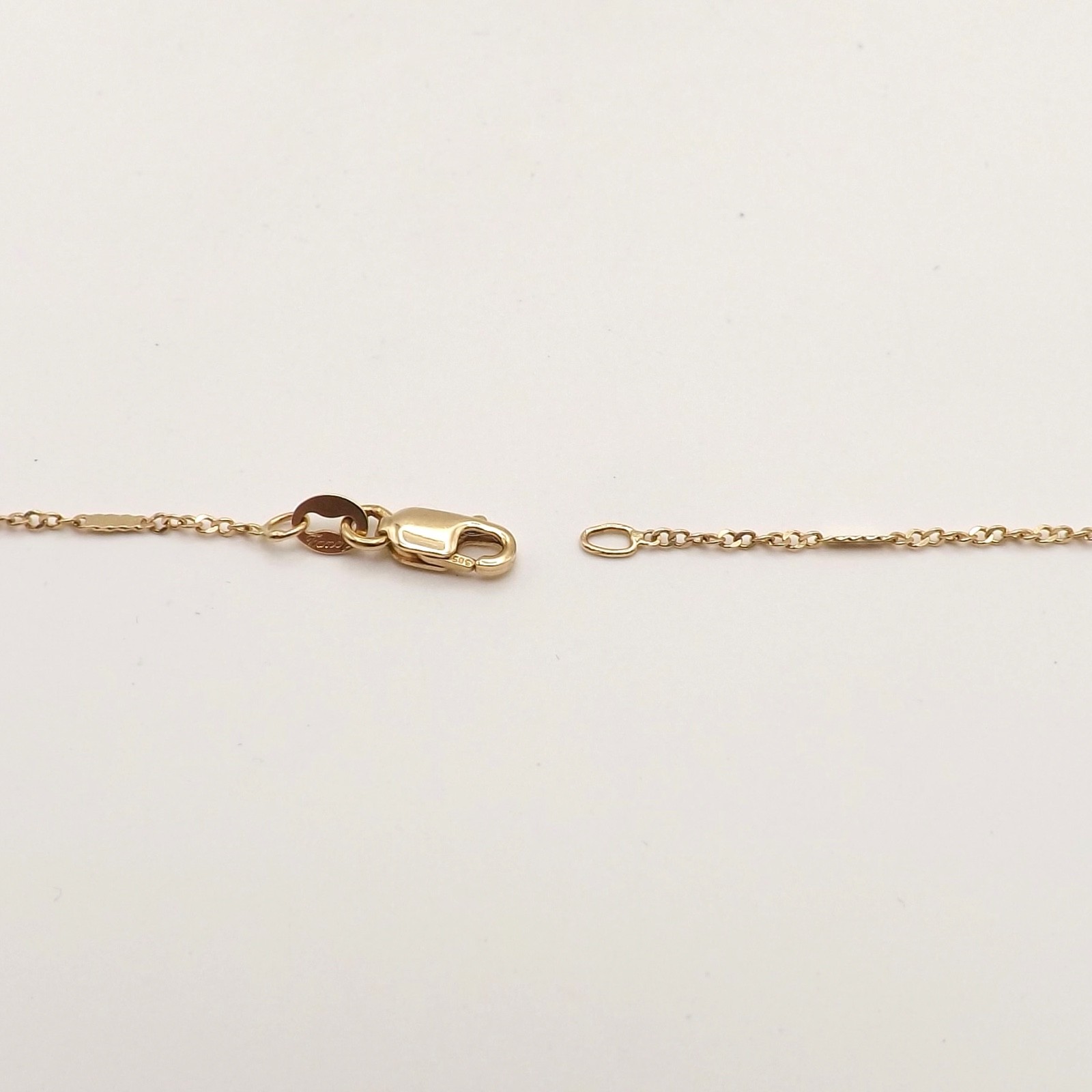 Solid 14k Gold Twist Curb Link Stations Pendant Chain Necklace 18in Italy New