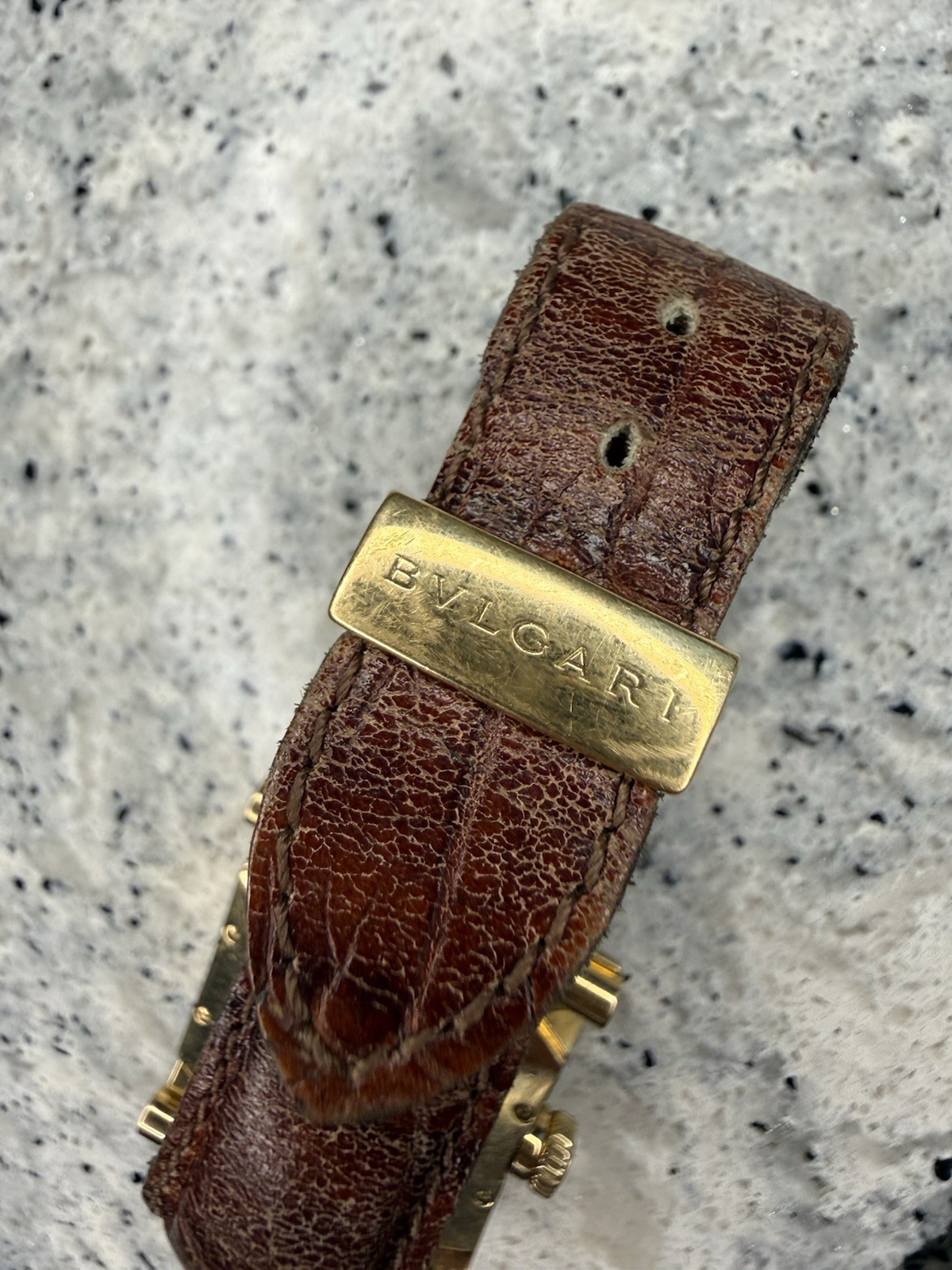 BVLGARI Assioma Automatic Date 32mm Yellow Gold Brown Leather man’s watch
