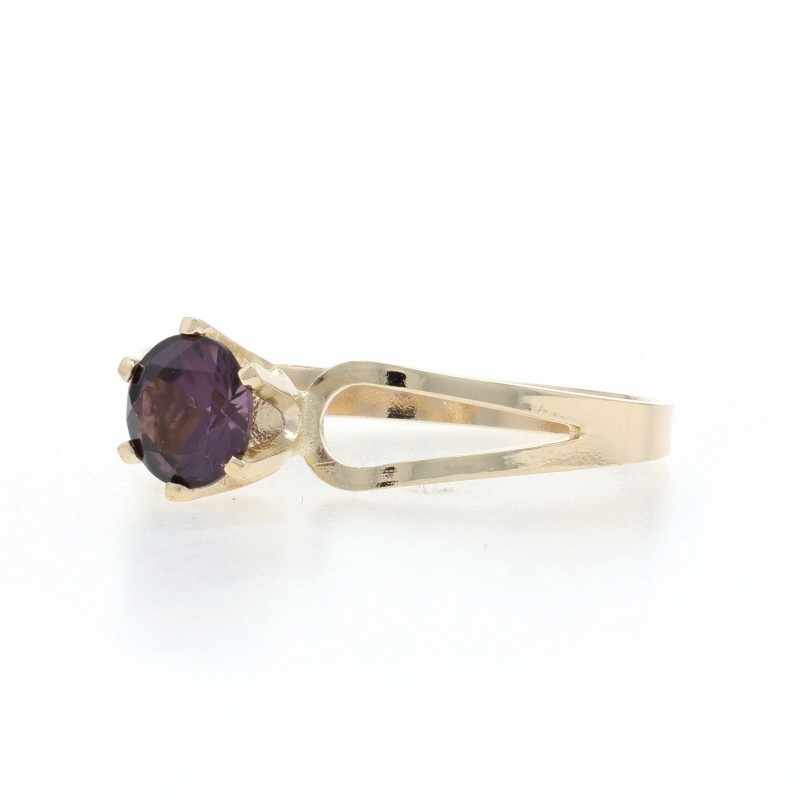 Yellow Gold Lab-Created Spinel Solitaire Ring – 10k Round .60ct