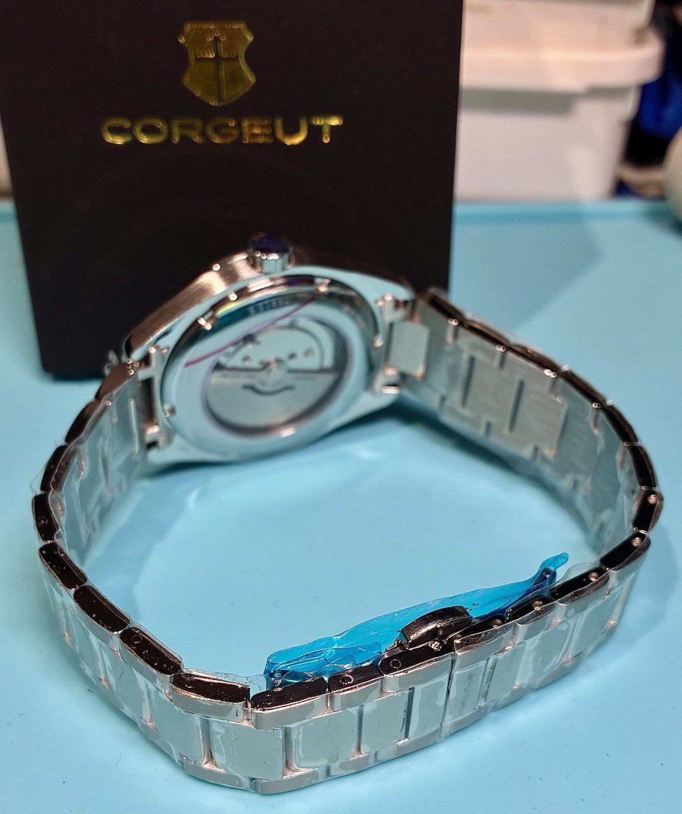 CORGEUT AUTOMATIC SAPPHIRE 41MM BLACK TEAKED DIAL OCEANMASTER STAINLESS STEEL