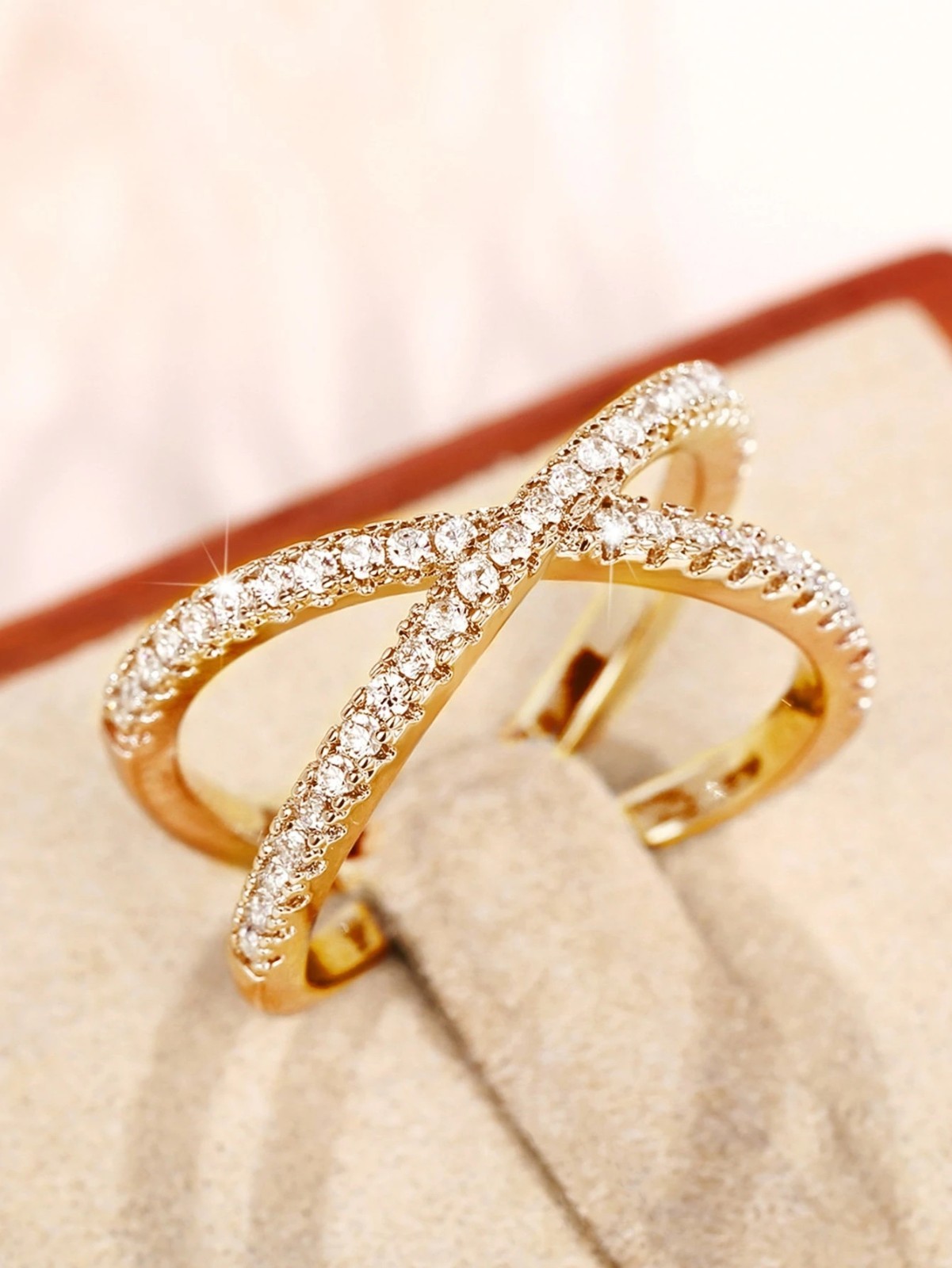 Women’s Criss Cross X Ring CZ Promise Engagement Wedding Band Jewelry Gift