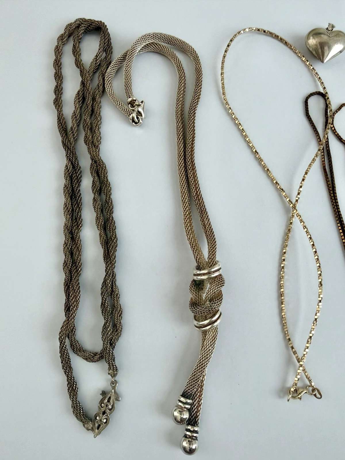 Substantial Vintage 925 Sterling Silver Jewelry Lot 8pcs 114g Necklaces Bracelet