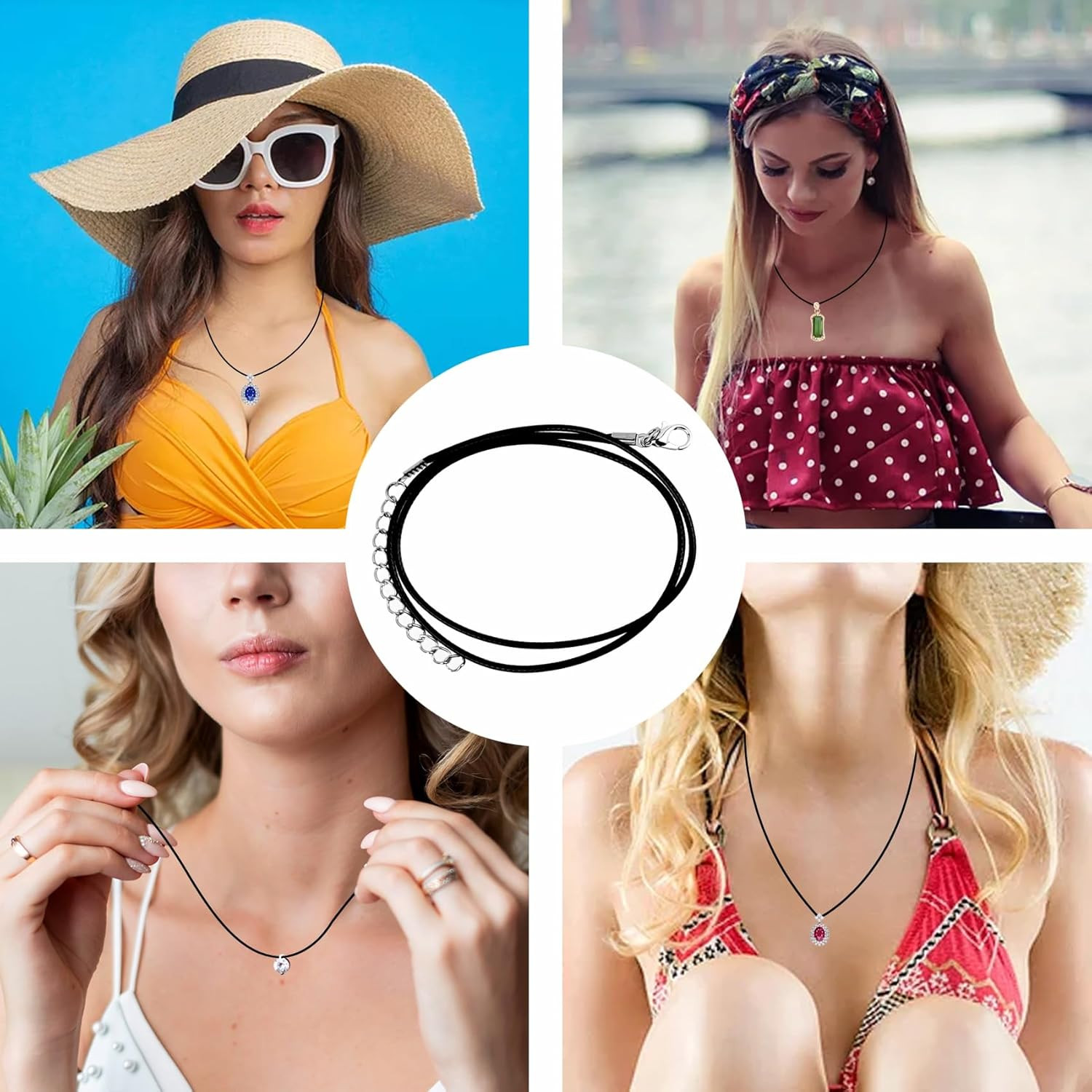 20 Pack Black Necklace Cord, Leather Cord Necklace with Clasp, Waxed Rope Neckla