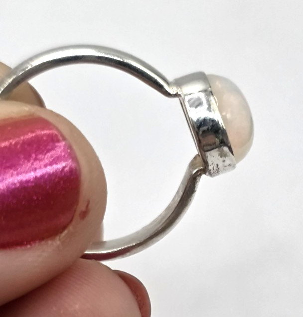 Genuine Opal 8.7 mm Round Ring Size 8 Sterling Silver 925 Handmade NWT