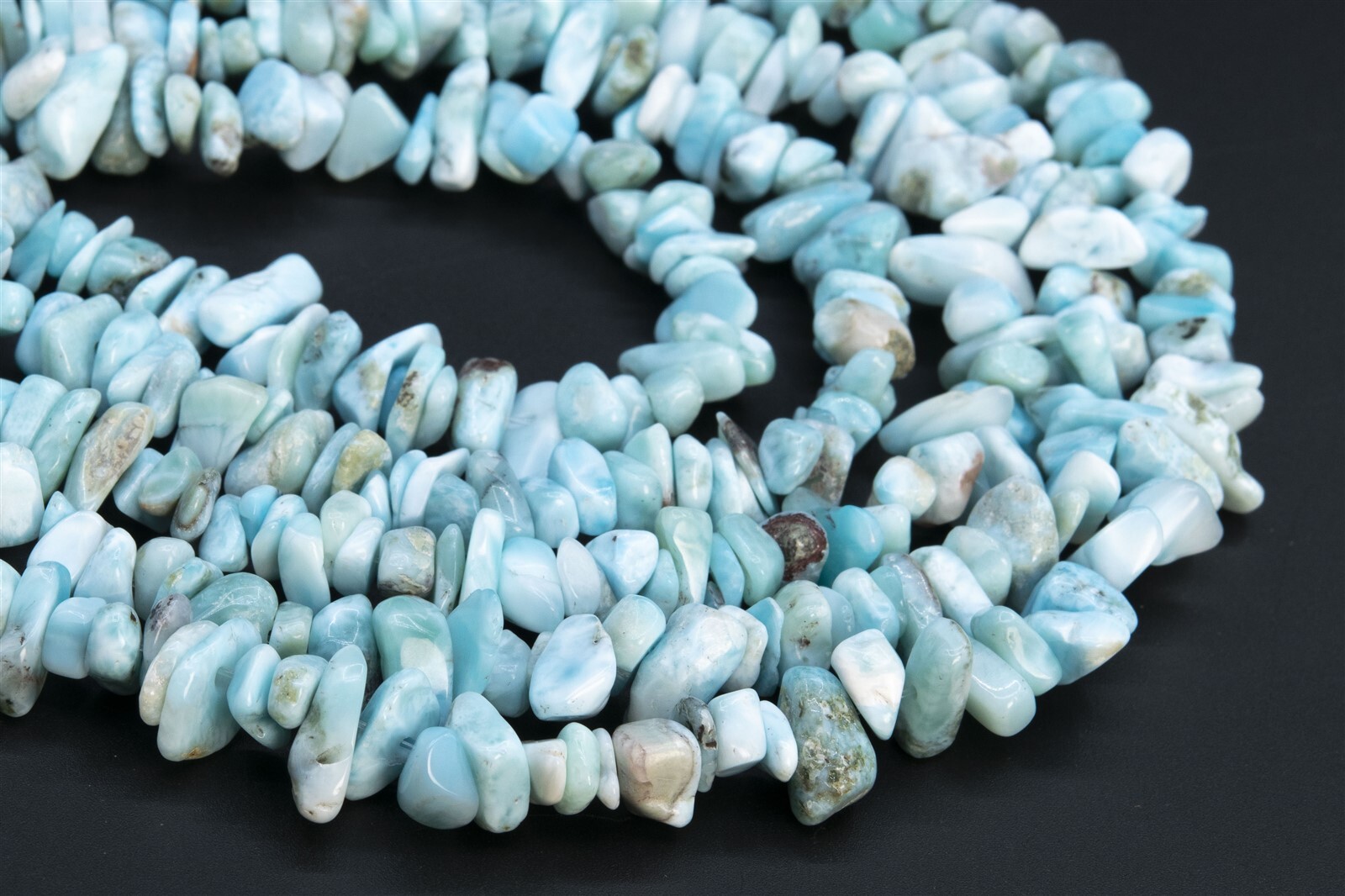 3-6MM Dominican Larimar Pebble Chips Grade A Genuine Natural Loose Beads 15″