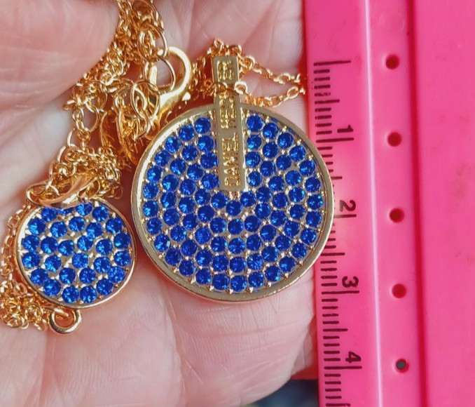 Daniel Hechter Necklace & Bracelet Set Blue Rhinestones Gold Tone Jewellery Gift