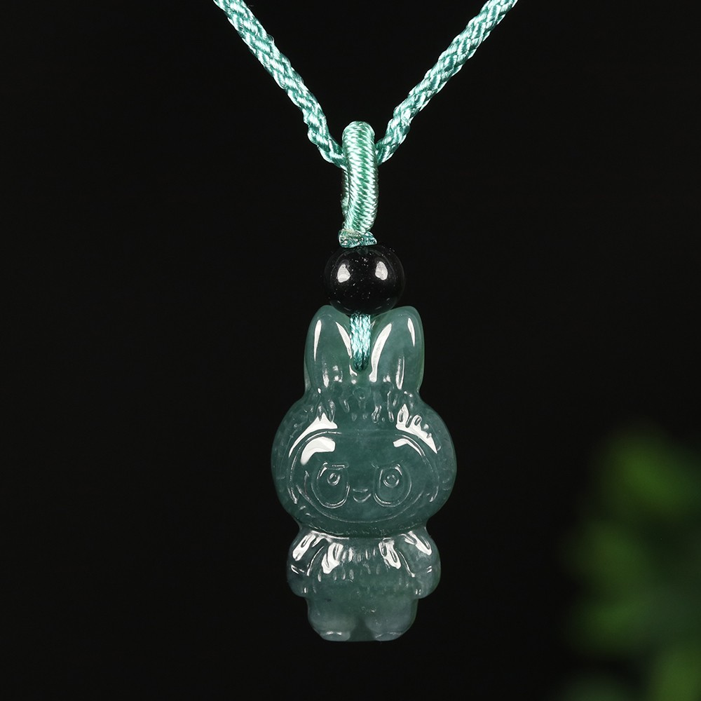Certified Grade A Green 100% Natural Burma Jadeite Jade Pendant Labubu 拉布布 01988