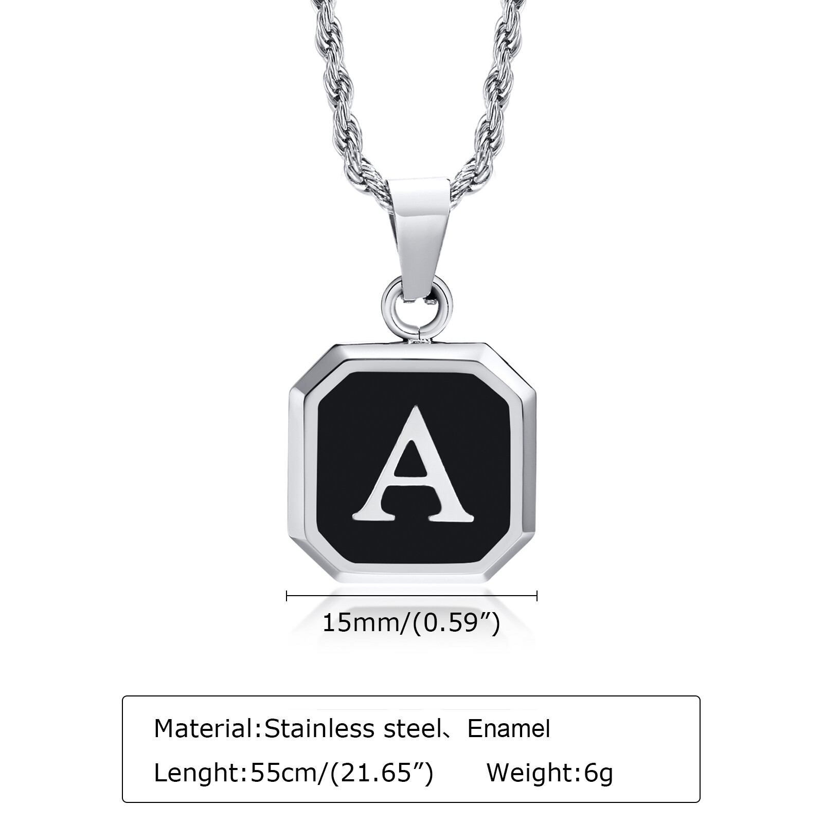 Vnox Initial Necklaces for Men Stylish Letter A-Z Pendant Geometric Chain Gifts