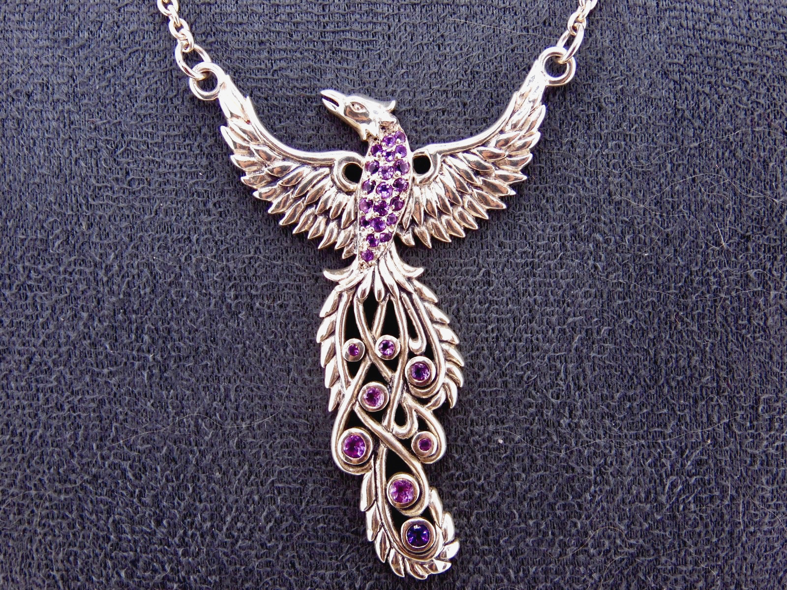 Peter Stone Sterling Phoenix Necklace Pendant “Honor Thy Flying Phoenix” 925