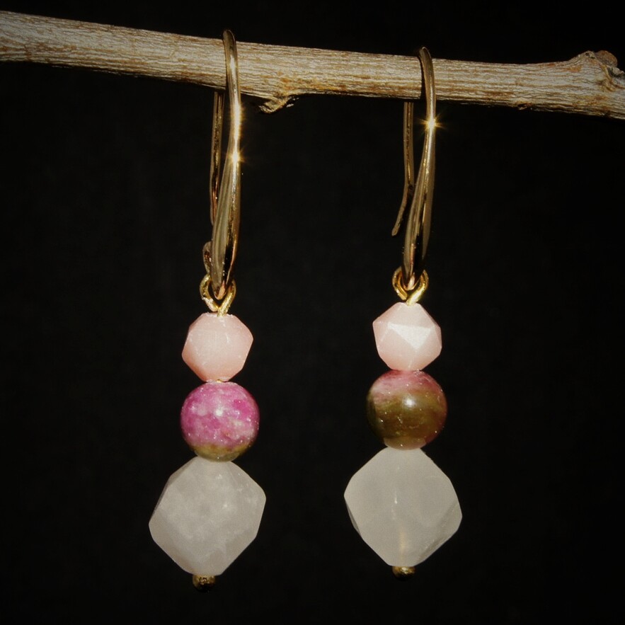 18K Gold-plated Handmade Handmade Stylish Natrual Crystal Fashion Long Earrings