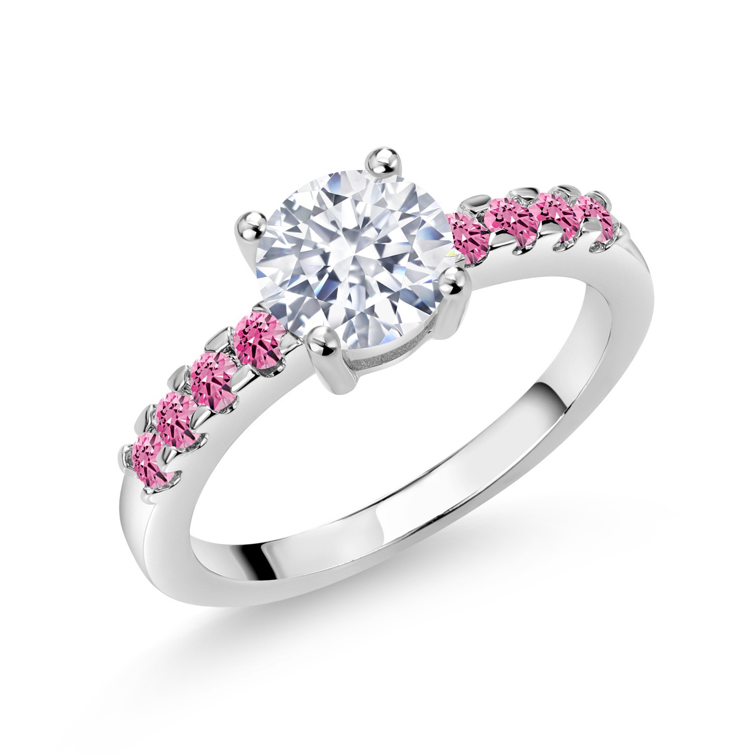 Red and Zirconia CZ Engagement Anniversary Promise Ring For Women (1.14 Cttw,