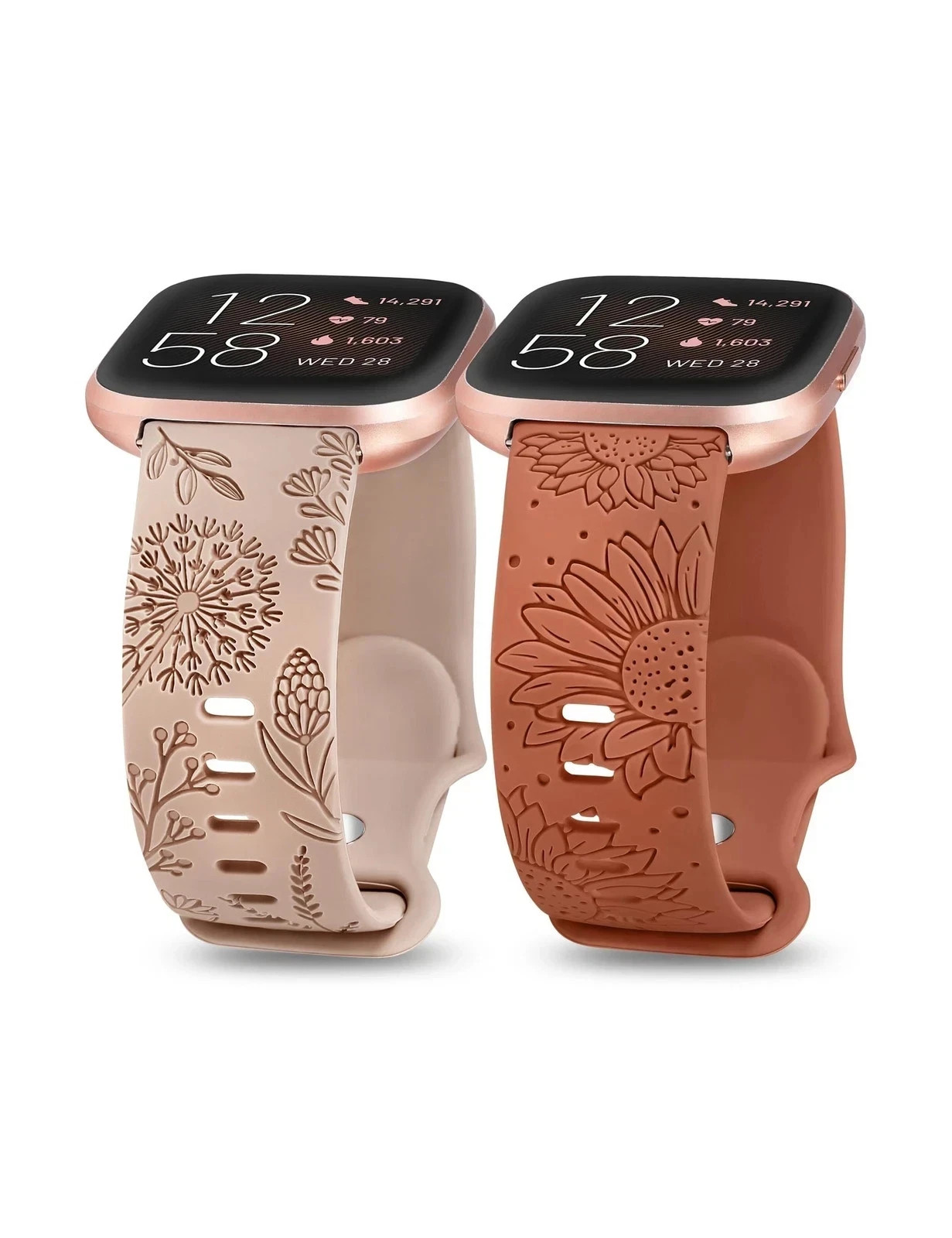 Minyee 2 Packs Floral Engraved Band Compatible with Fitbit Versa 2/… Fast Ship