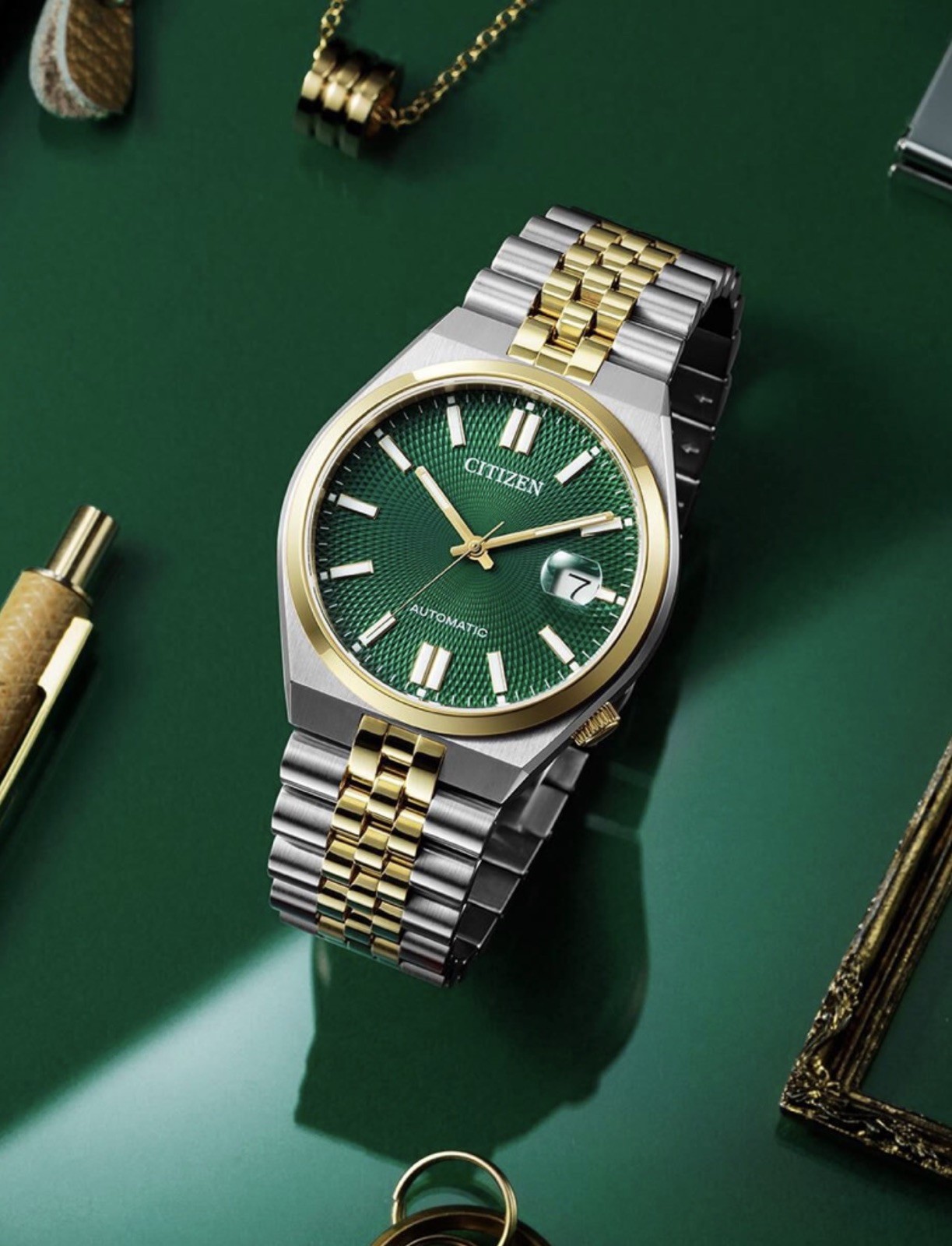 Citizen Tsuyosa 60 NK0024-54X Green Dial Two-Tone Automatic Sapphire Box New