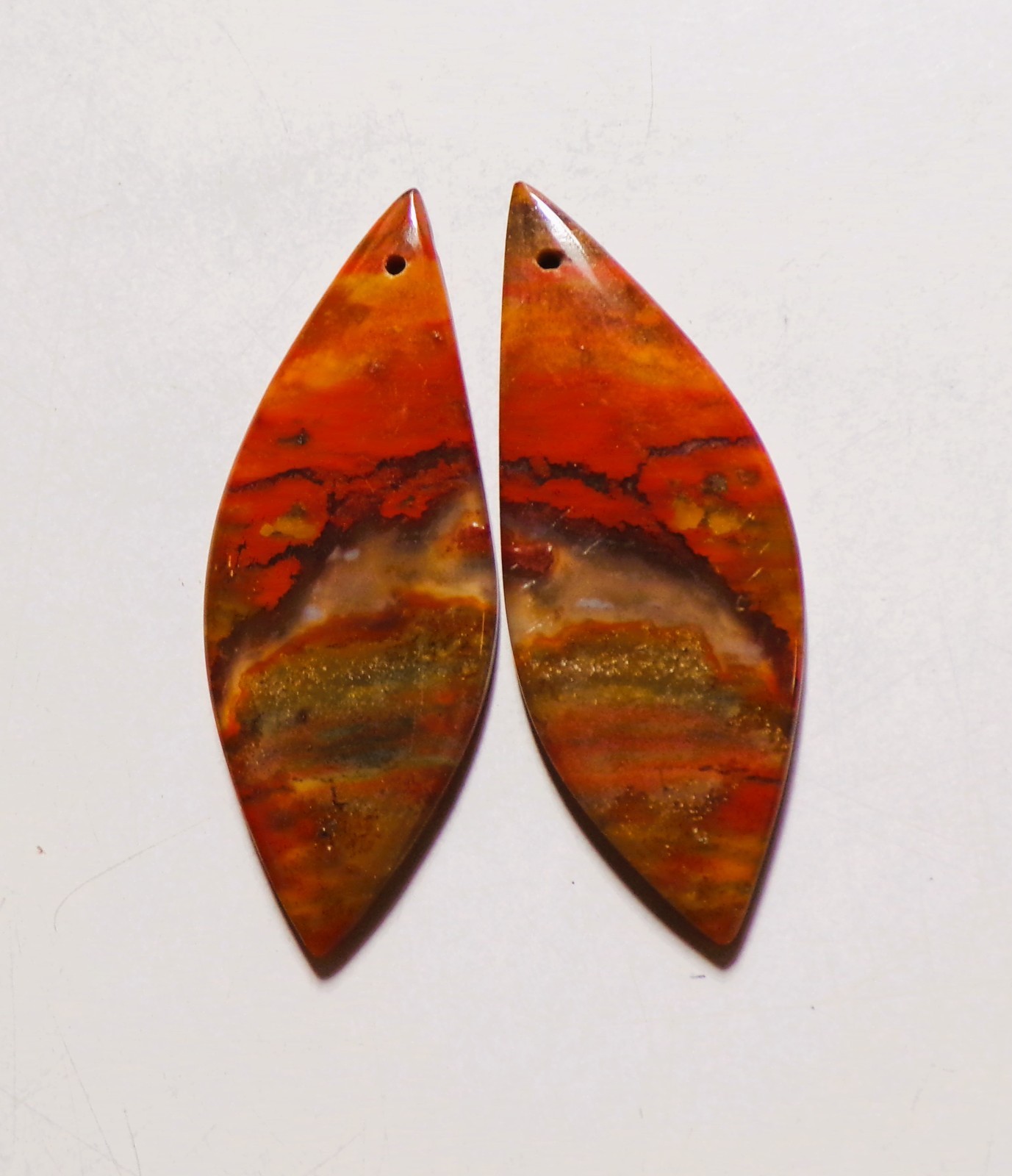 41.90 Cts Natural Blood Stone Drilled Cabochon Match Pair Gemstone 46X17MM 13