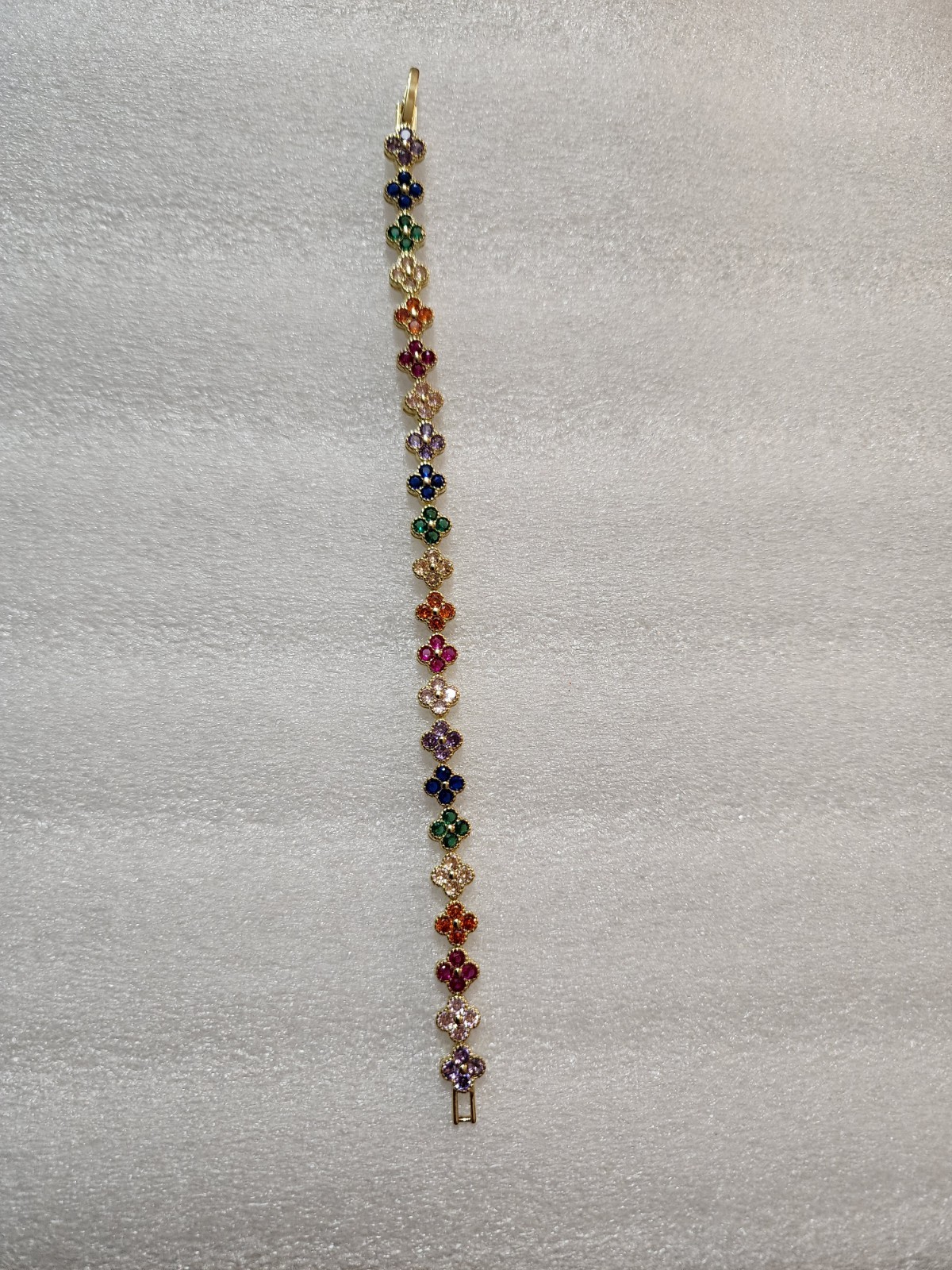 Clover Multi-Color Faux Gemstones Exclusive Gold Bracelet for all Ages