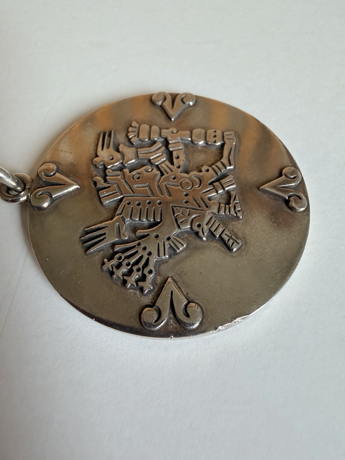 Vintage Sterling Silver Pendant Kukulcan Deity Mayan Mythology 57 Grams! Signed