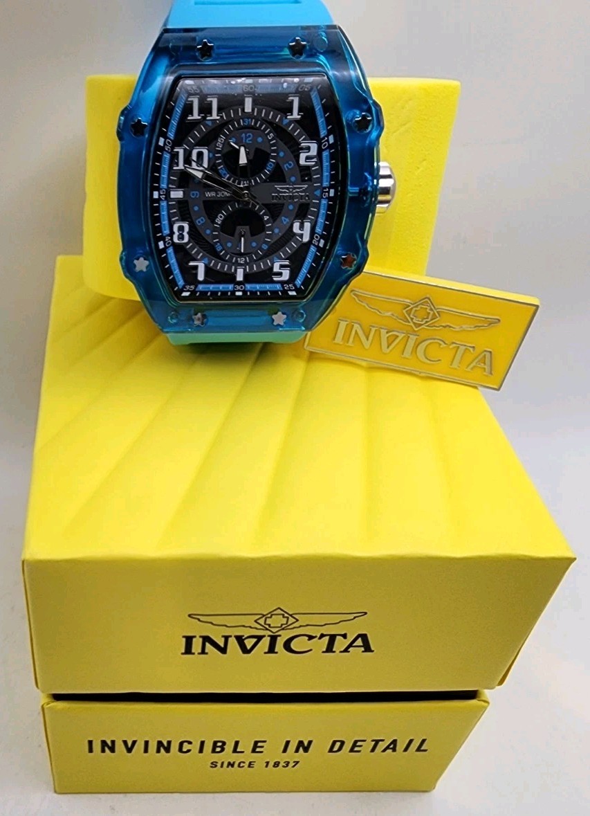 Invicta Racing Cyclone 48444 Blue Transparent Chronograph Watch 48.5mm
