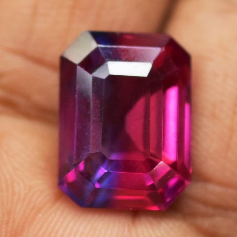 9.26 Ct Certified Natural Bi Color Sapphire Emerald Cut Jewelry Gemstone