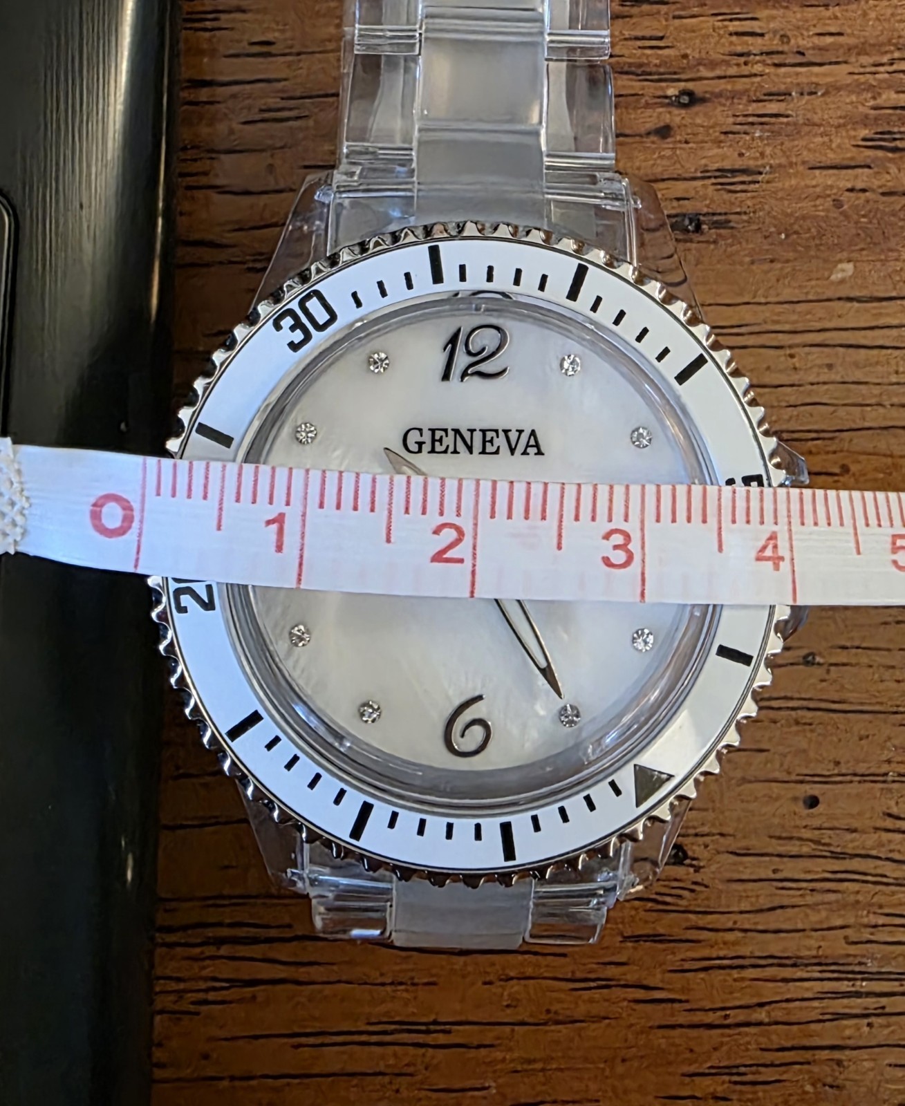 Geneva Ladies Analog Watch, With Clear Wrist Band