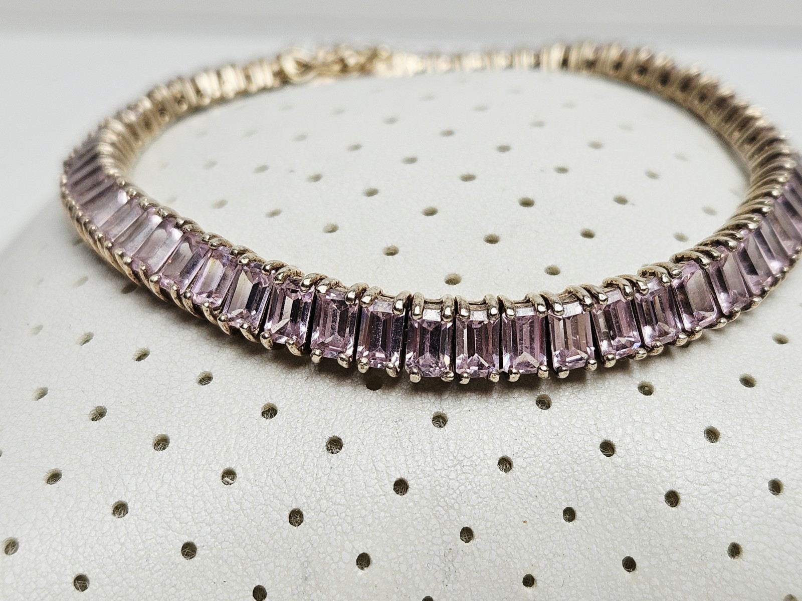 Pink CZ Tennis Bracelet 925 Sterling Silver 22.4g 8″