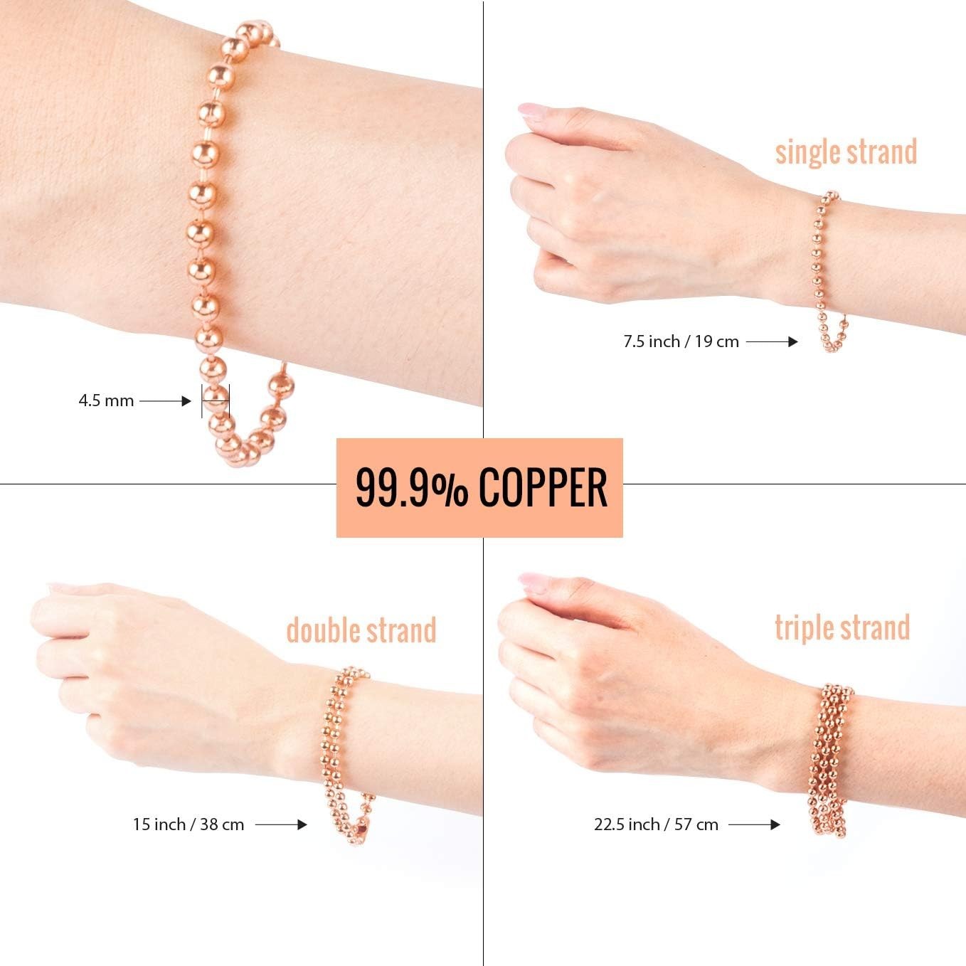 Timeless Copper Jewelry – 99.9% Pure Bracelet – Ideal Gift for Wellness Lovers