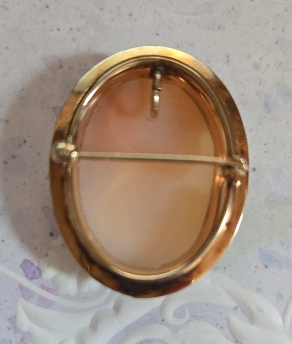 Vintage Carved Shell Cameo Gold Filled Pendant Brooch