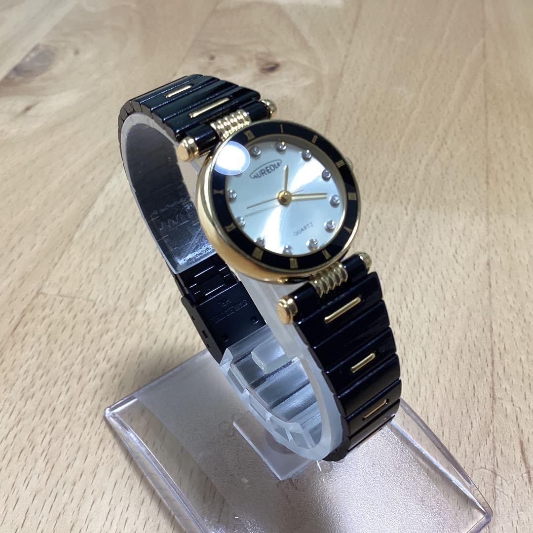 Aureole Quartz Black Dial Women Wristwatch