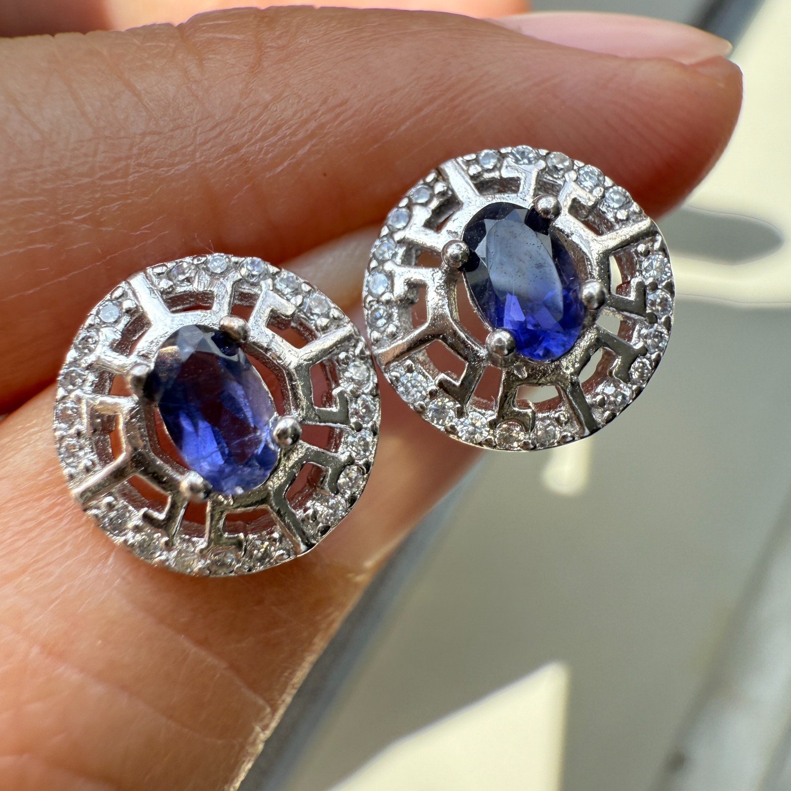 925 Sterling Silver Earrings 5x3mm Natural London Blue Topaz Gemstone Zircon New