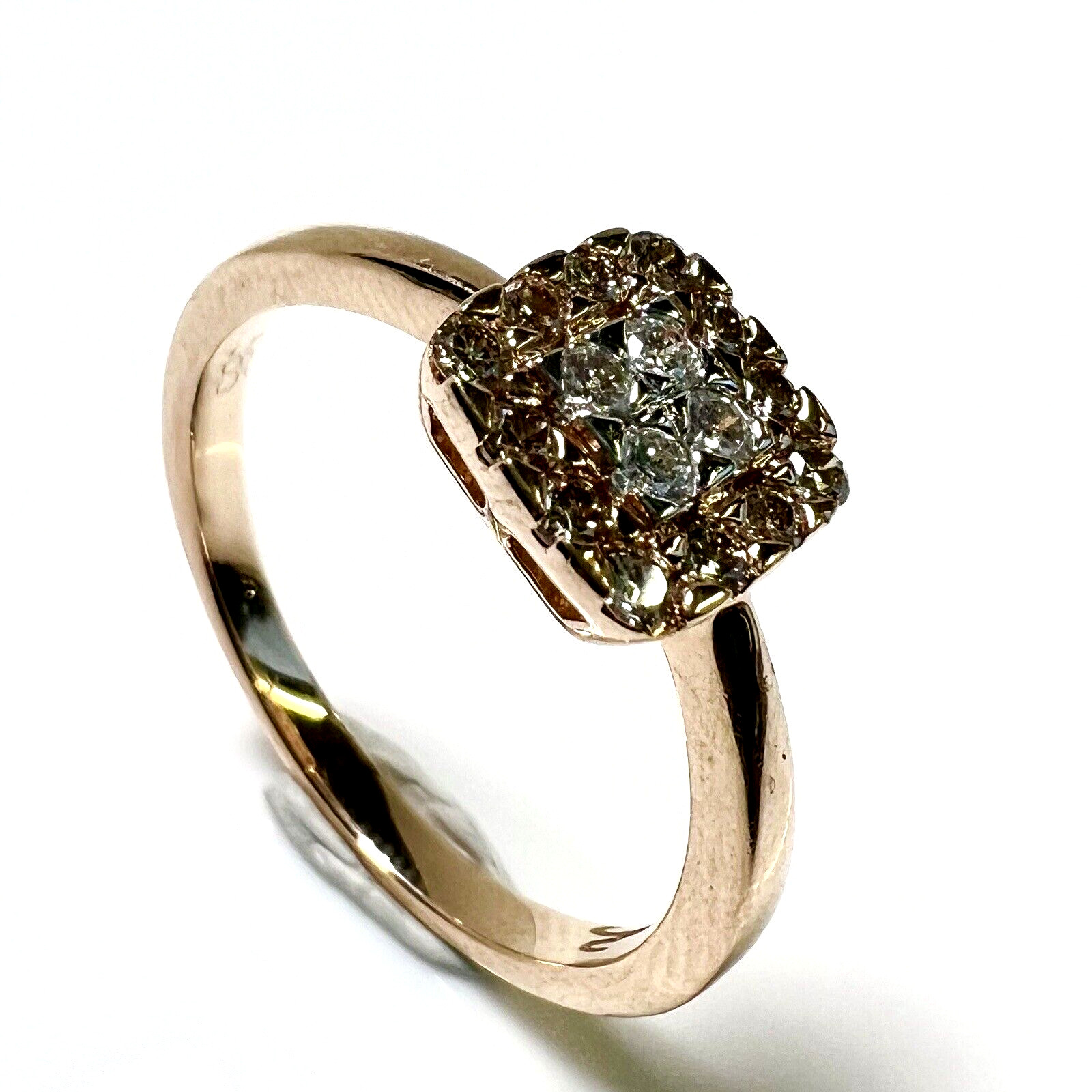 Ring 585 gold rose gold 0.26 ct. diamonds size 56.5/18mm 3.4g like new