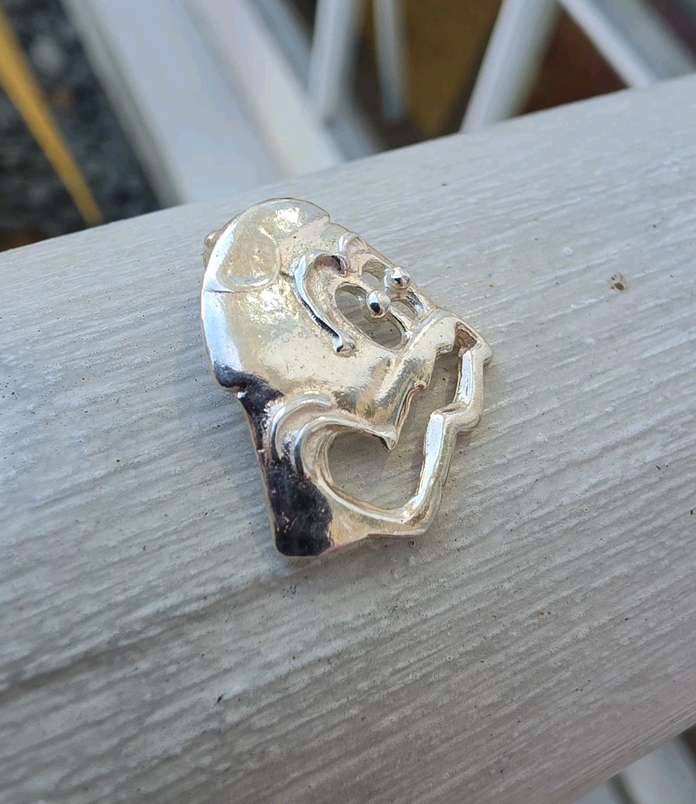 Vintage 80’s Pac Man Ghost Monster 925 Sterling Silver Pendant Charm