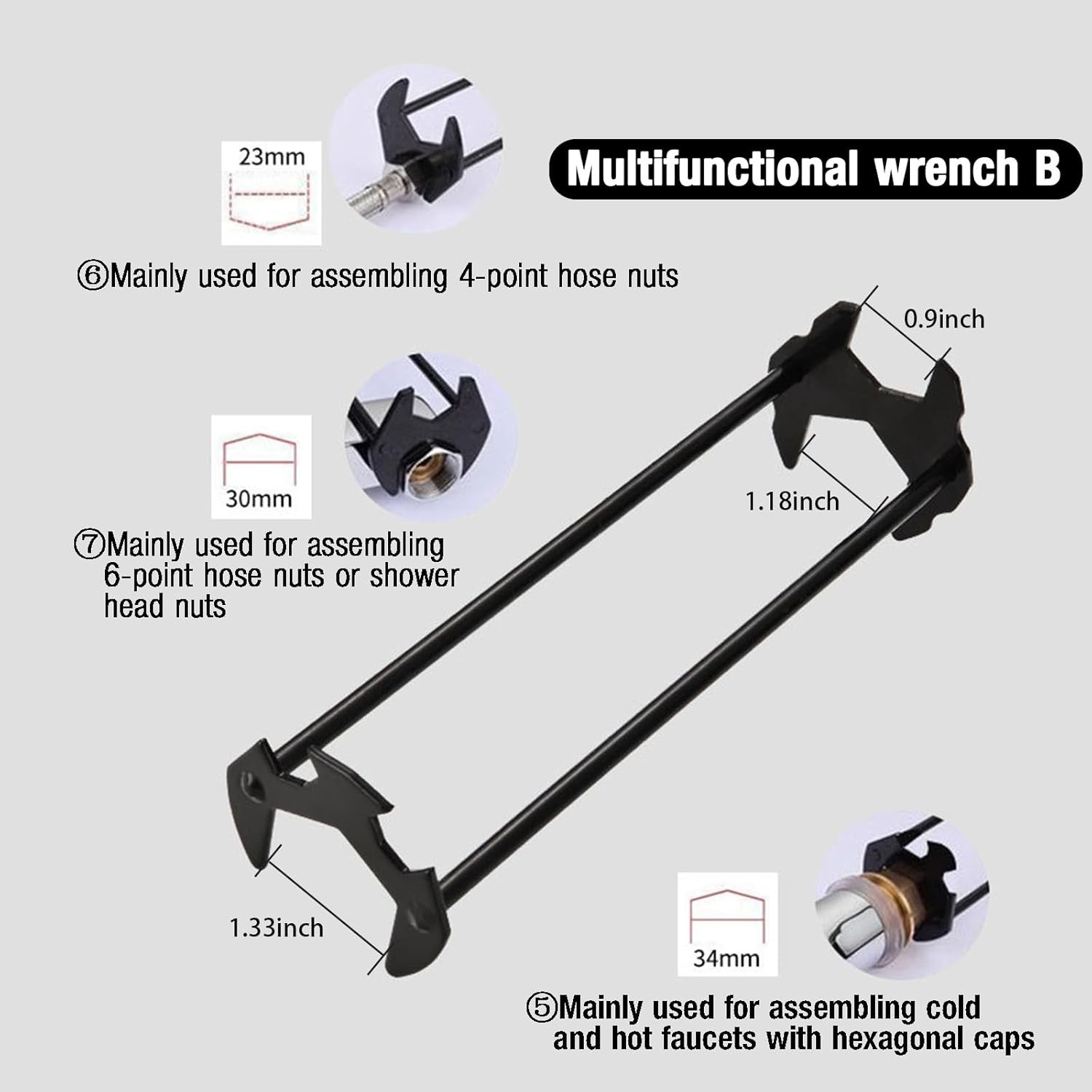 2pcs Basin Wrench Multifunctional Sink 7 Sizes Faucet Tool