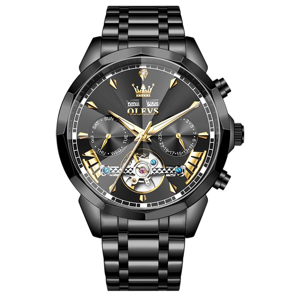 OLEVS 6619 Latest Stainless Steel Band Man Luminous Business Mechanical Watch`