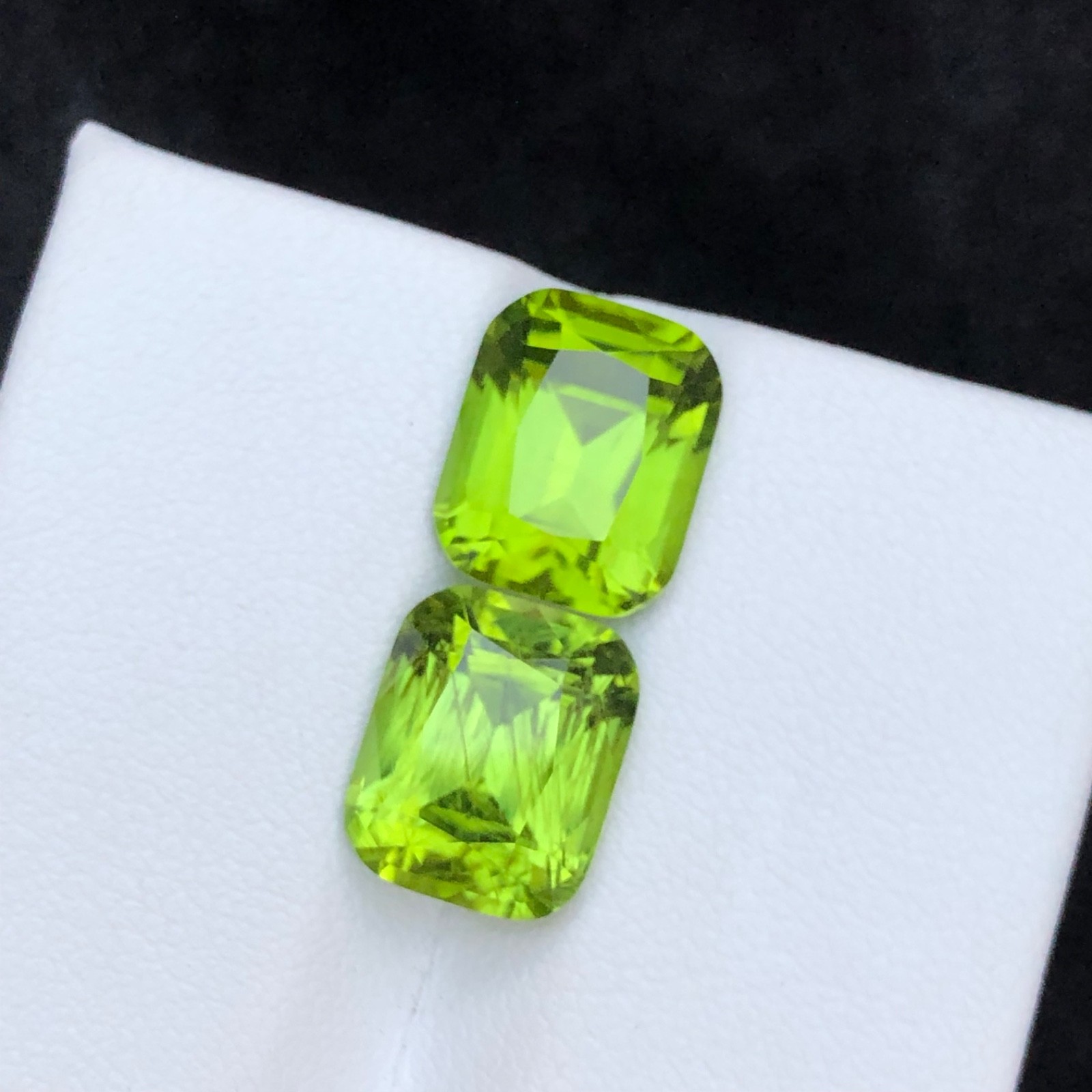 10.35 carat Natural Green Peridot pair with Cushion cut origin from Pakistan