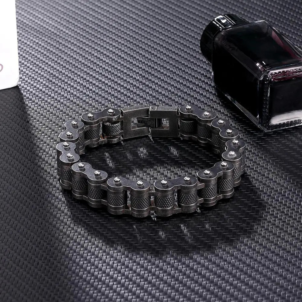 Retro Biker Chain Bracelet Mens Stainless Steel Link Motorcycle Bicycle Jewelry