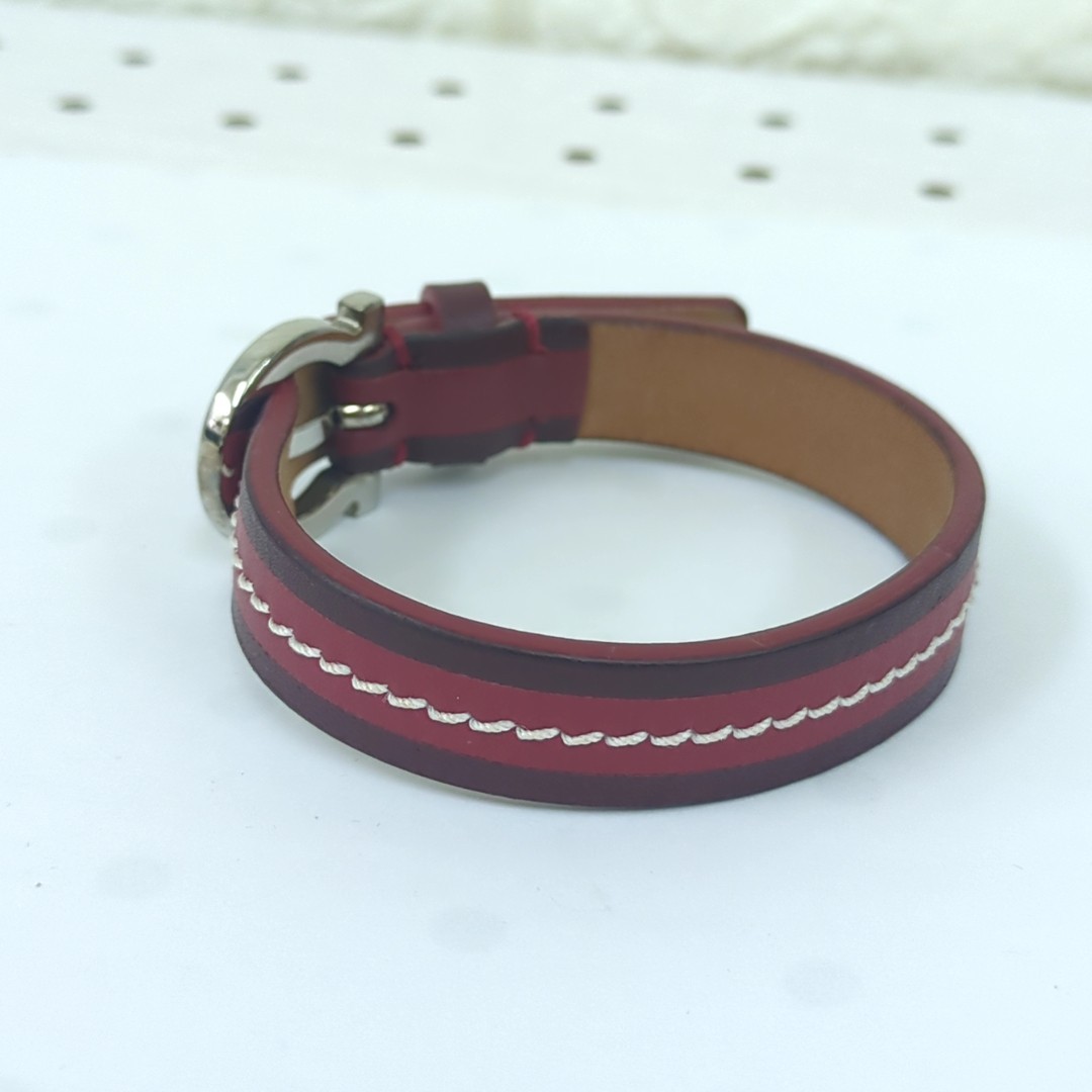 Salvatore Ferragamo Bracelet Wrap Made in Italy Leather Red Approx. 25.5cm