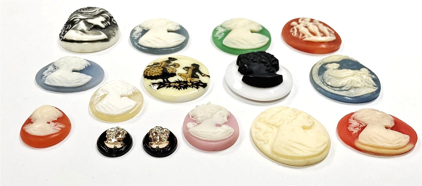 15 Vintage Acrylic Cameos (Hong Kong, Japan, West German) DIY Jewelry Making C81