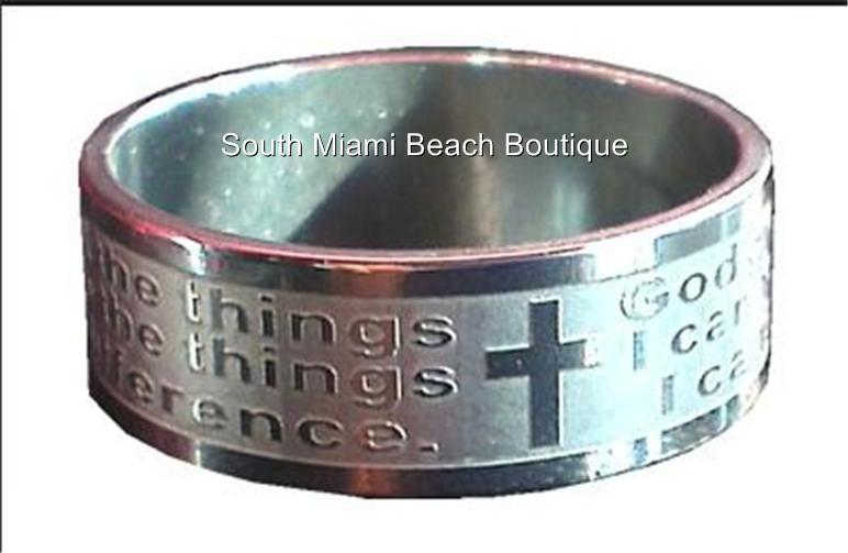 Serenity Prayer Ring Band Silver Stainless Steel AA NA Al-Anon Recovery USSeller
