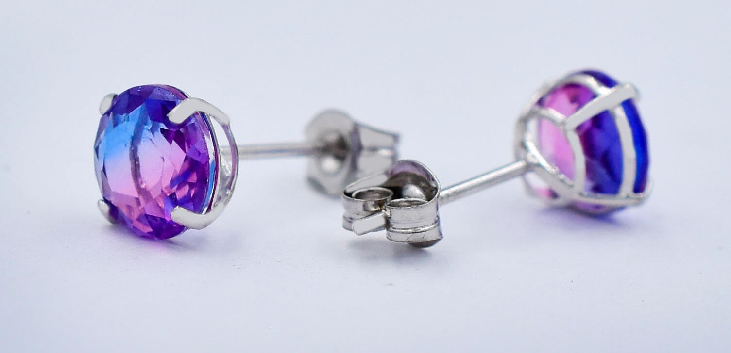 TOURMALINE 1.90 Cts STUD EARRINGS 14K SOLID WHITE GOLD -6 mm NWT – MADE IN USA