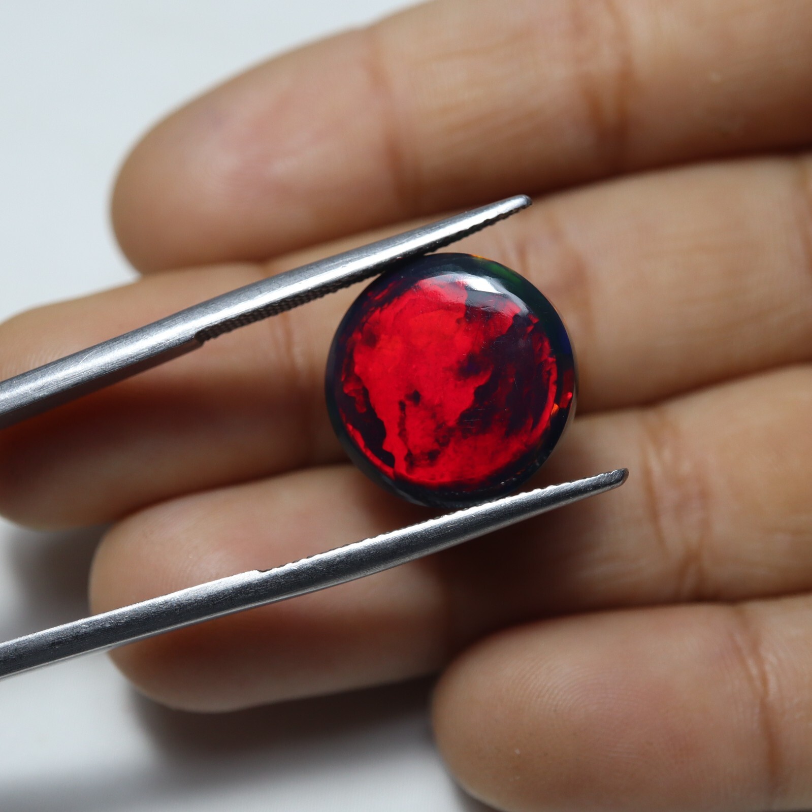 9.8 Ct 14.7 MM Real AAA Flashy Multi Fire Smoked Black Ethiopian Opal Round