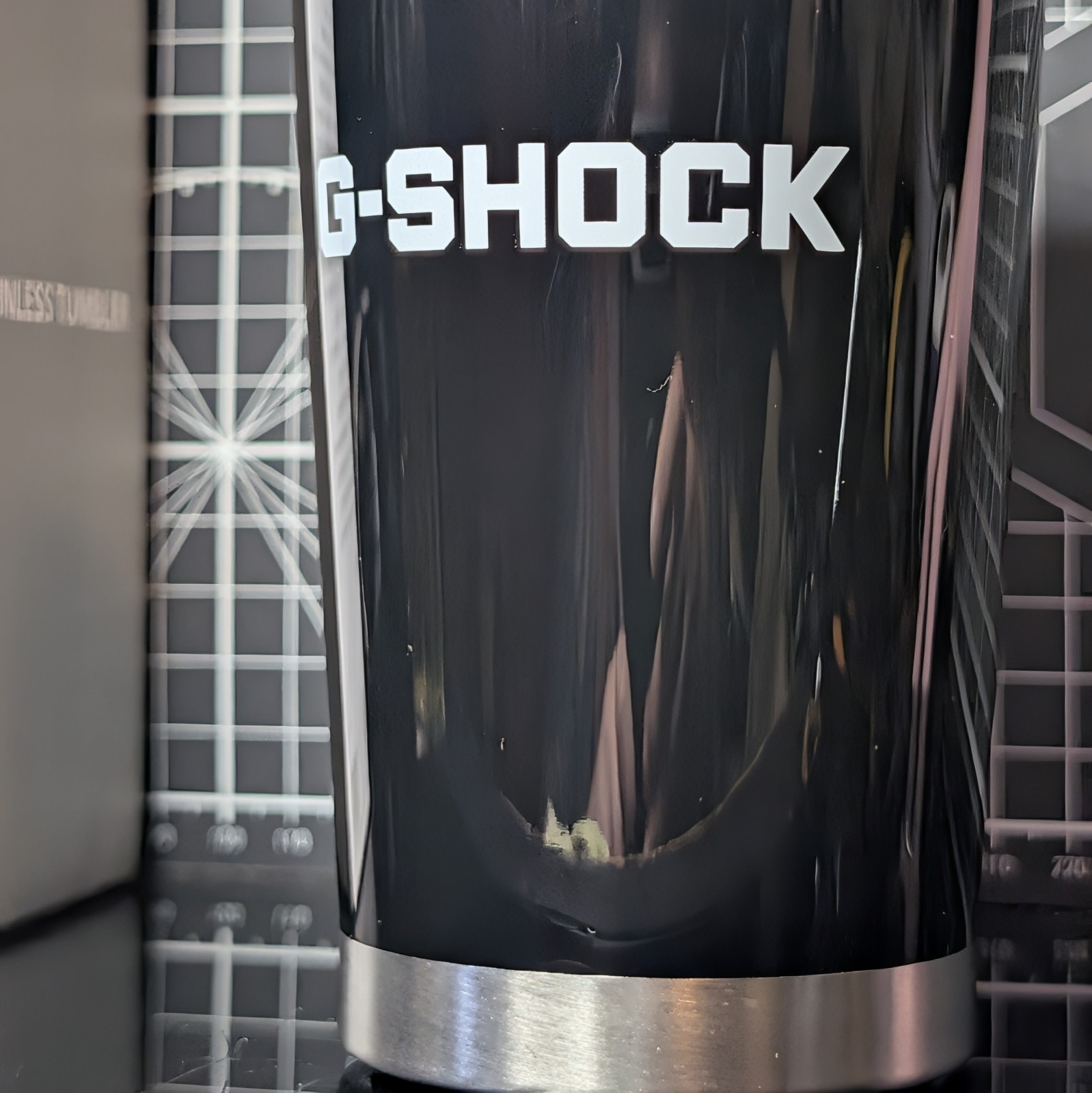 Casio G-Shock 350ml Tumbler Rotating Slider Lid Black Silver Promo Merch Display
