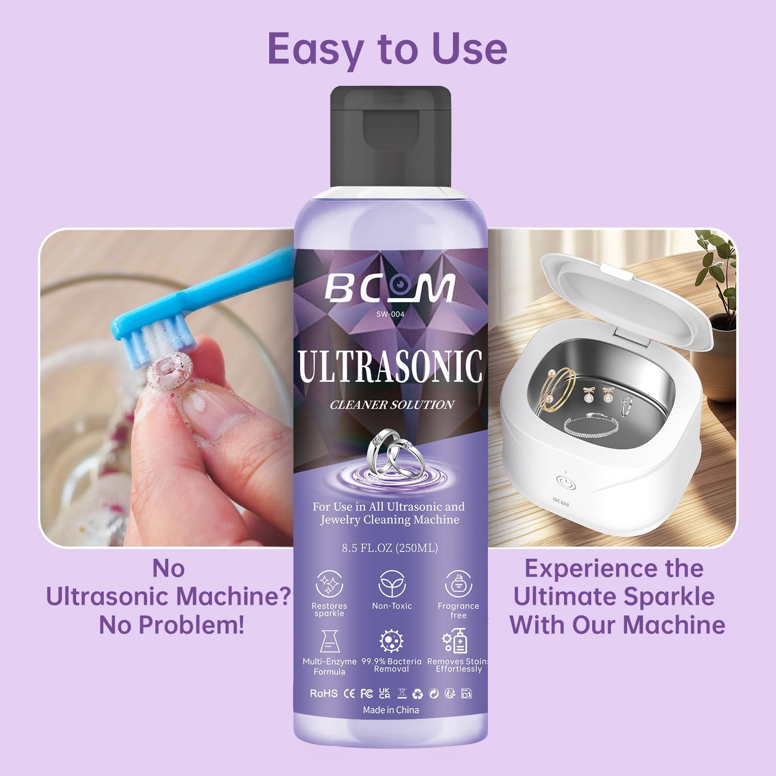 Ultrasonic Jewelry Cleaning Solution, Great for Use in All Ultrasound Purple