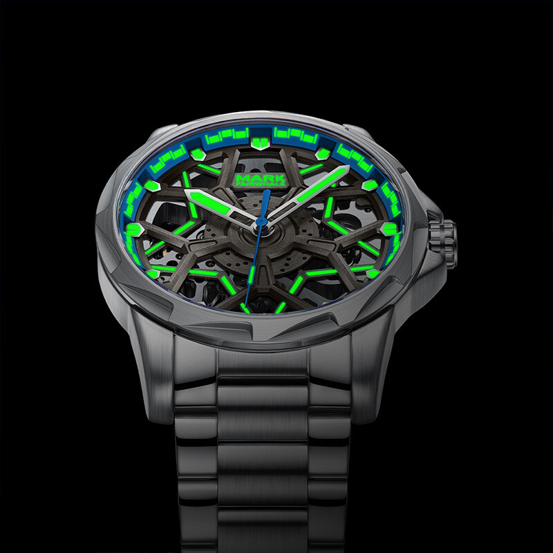 MARK FAIRWHALE Hollow Out Luminous Waterproof Automatic Mechanical Wristwatch