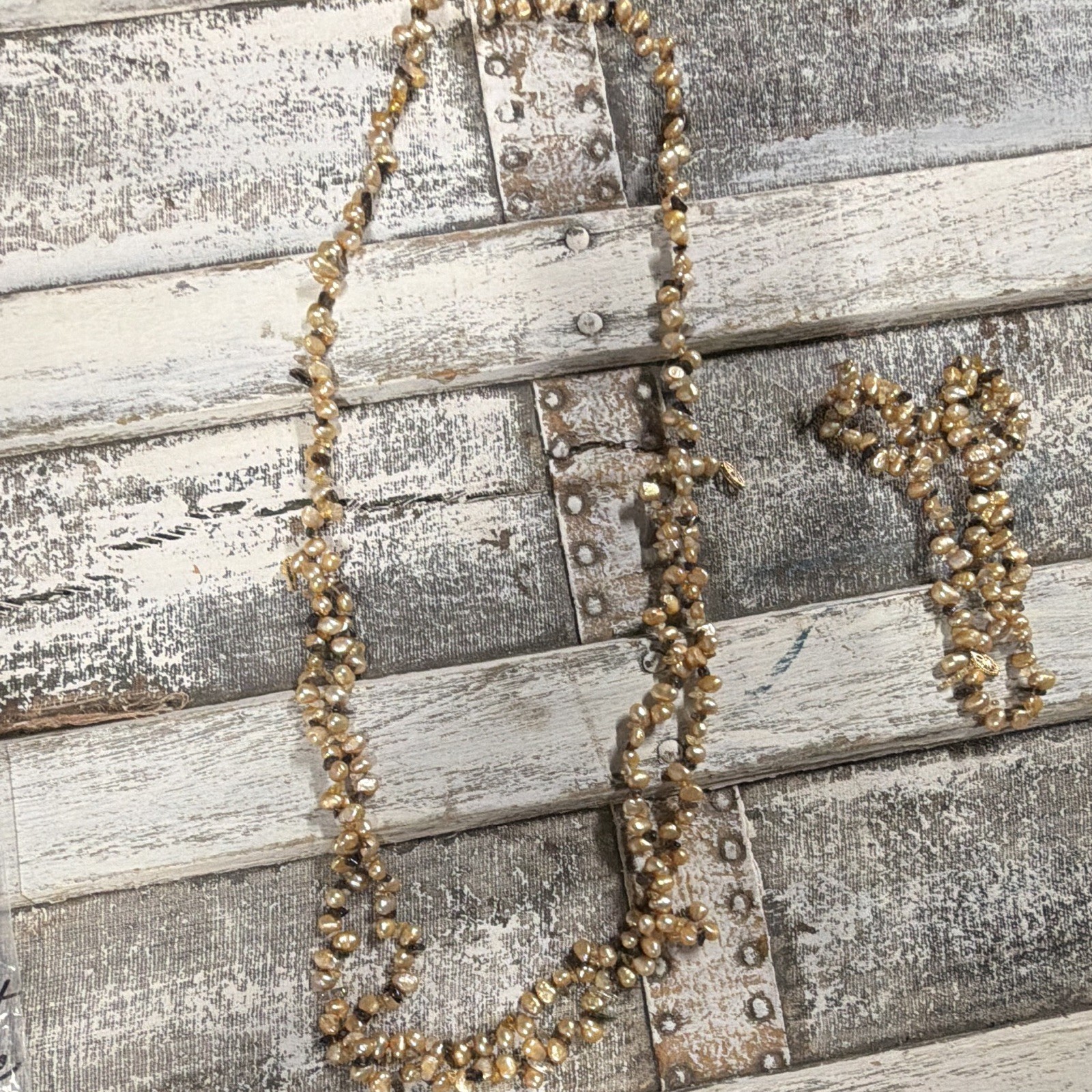 Artisan Champagne FW Pearl & Smokey Quartz Bracelet and Necklace 14K Yellow Gold