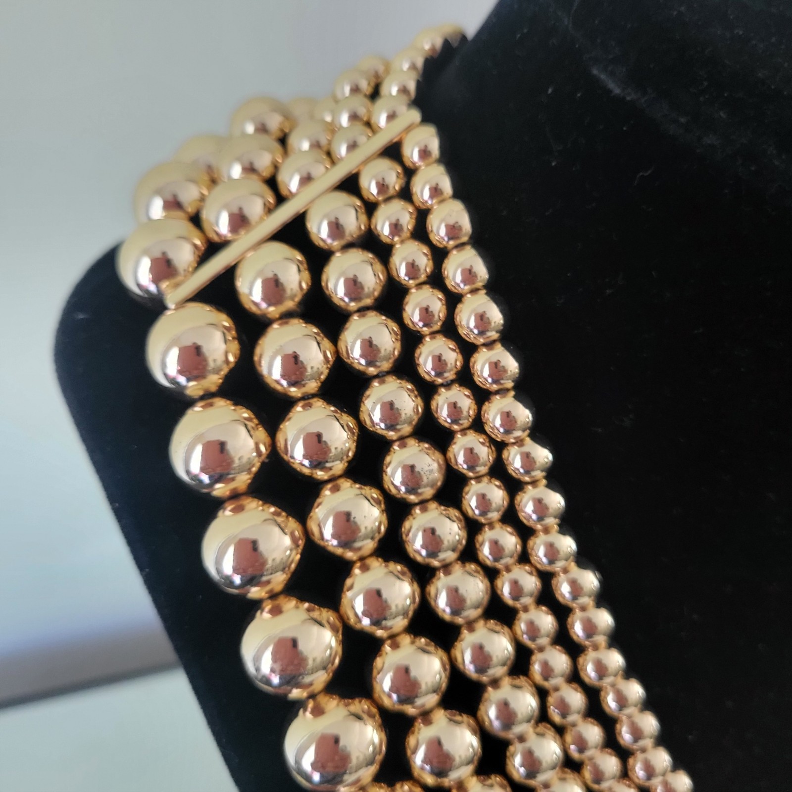 HOUSE OF HARLOW 1960 MULTI STRAND STATEMENT GOLDTONE BEADS NECKLACE