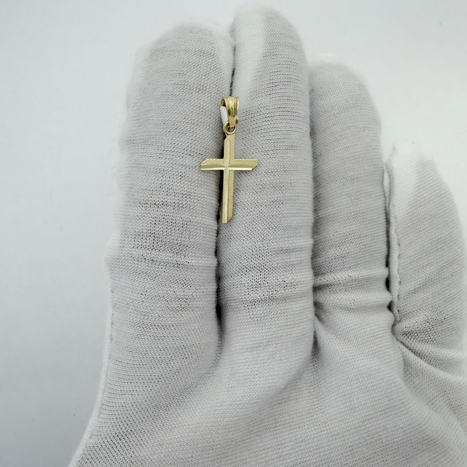 10k Yellow Gold Unisex Tiny Cross Religious Charm Pendant Jewelry Gift
