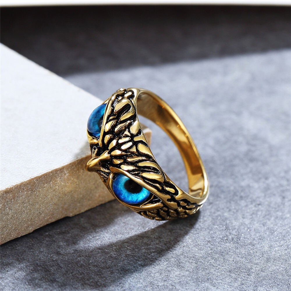 Eye Owl Finger Ring Men Women Retro Animal Stainless Steel Teen Boy Girl Jewelry