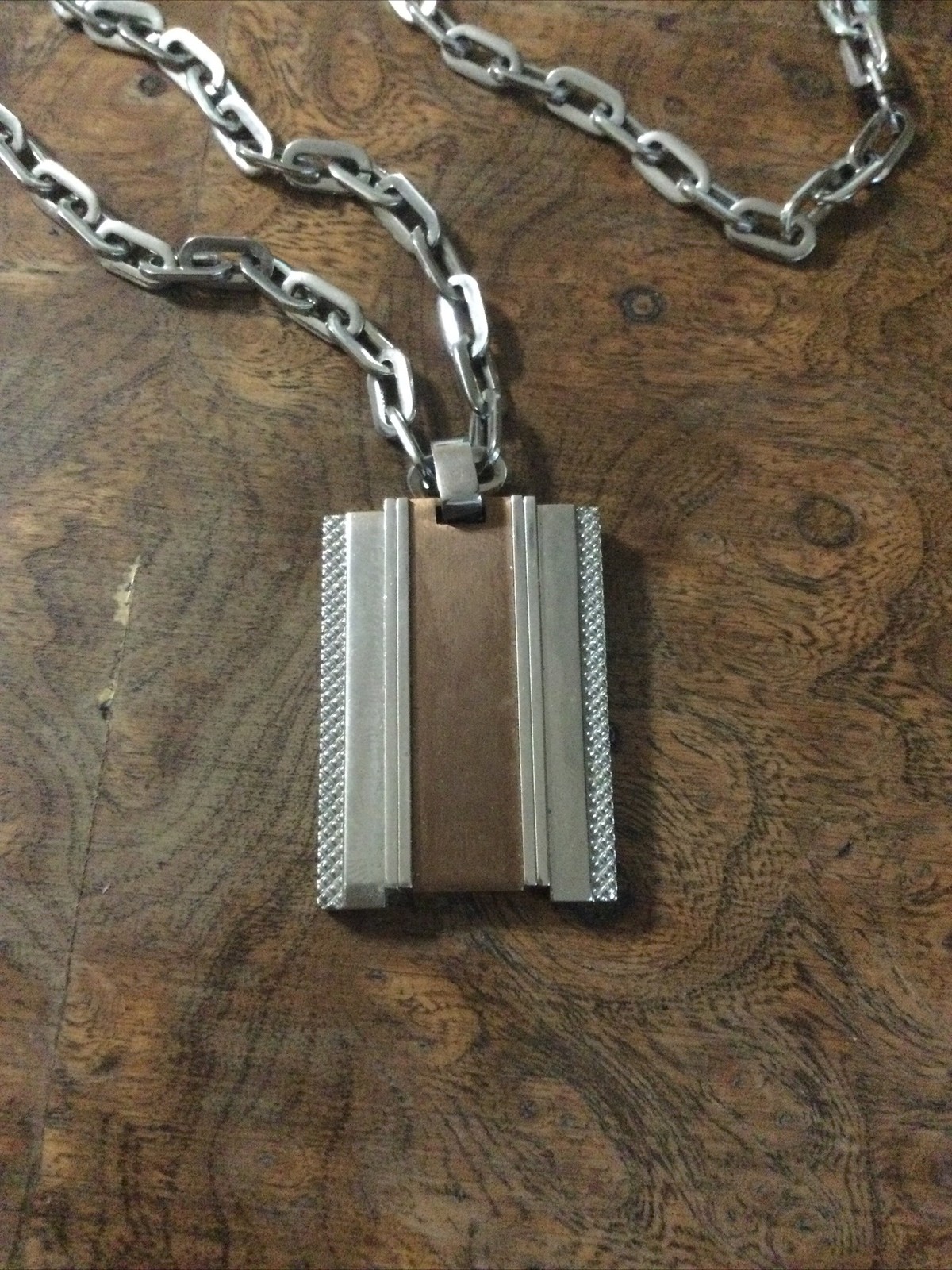 Triton Two Tone Stainless Steel Fashion Necklace Unisex Design W/ Paperclip Link