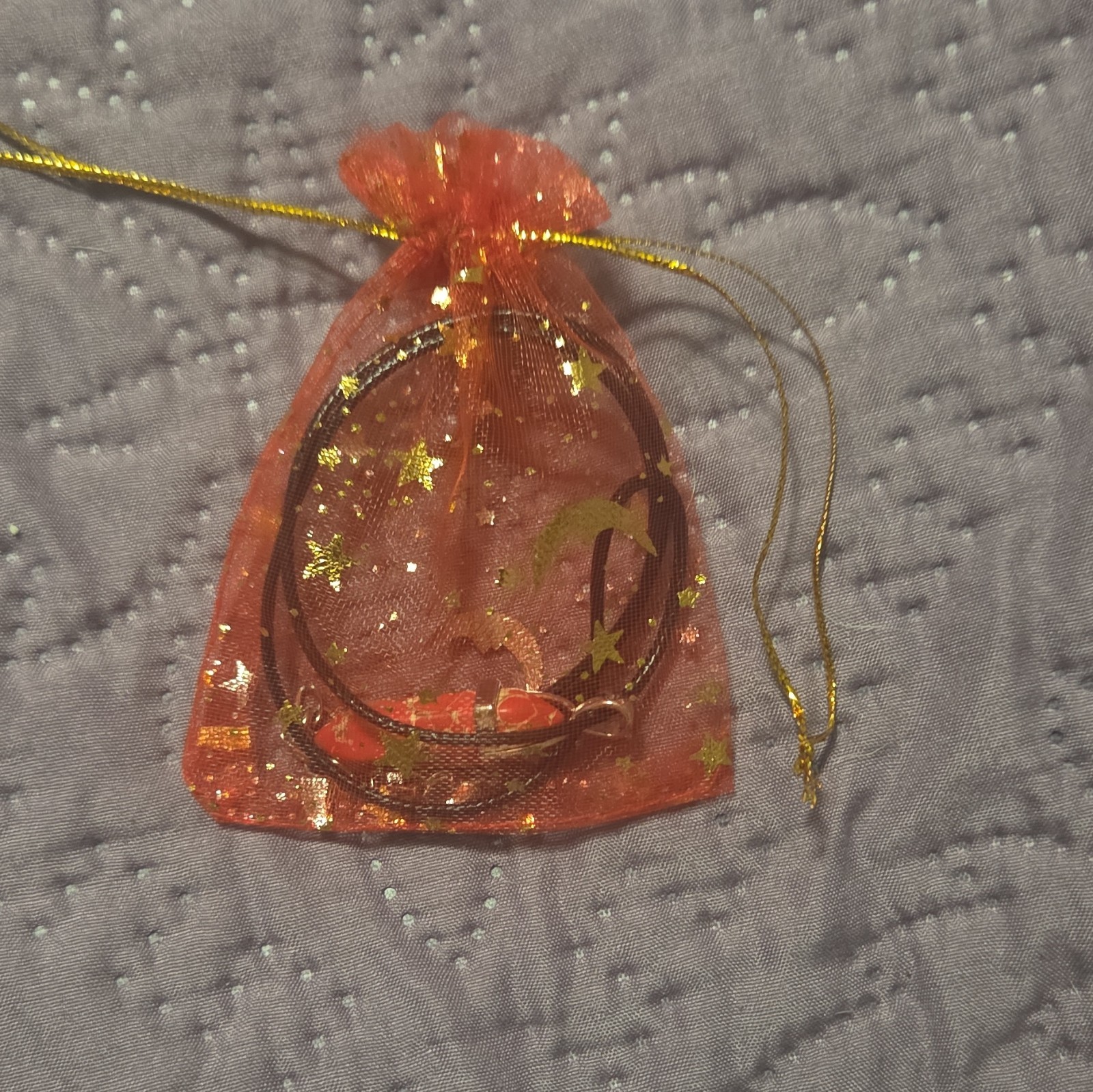 Red Teardrop Stone Pendant Charm Necklace, Black Cord Chain, Lobster Clasp