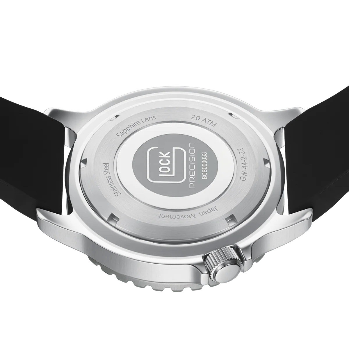 GLOCK Precision GW-44-2-22 Men’s Watch, Black Dial, Silver Case, Black Strap