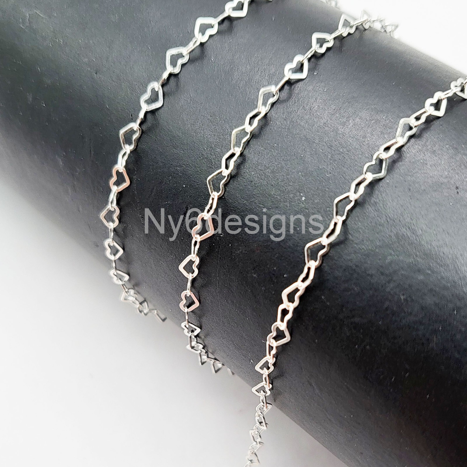 925 Sterling Silver Flat Heart Cable Chain 2.7×1.9mm Jewelry Supply sold by ft